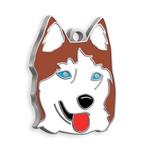 Medaglietta Cane Husky Bianco E Marrone