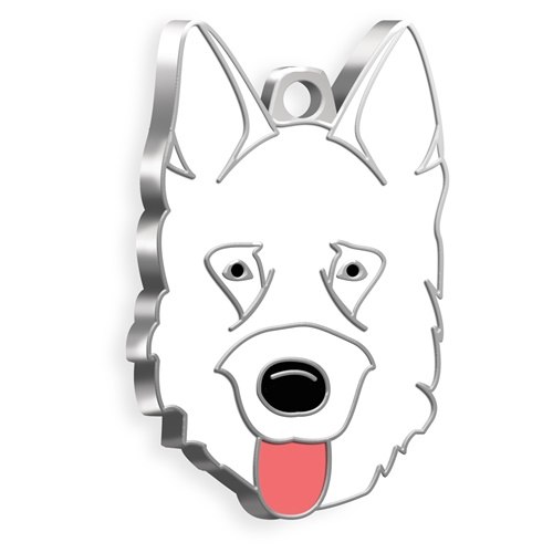 Medaglietta Cane German Sheperd Bianco