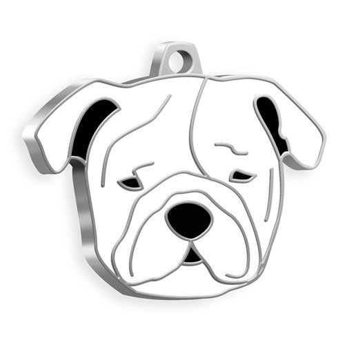 Medaglietta Cane Bulldog Bianco