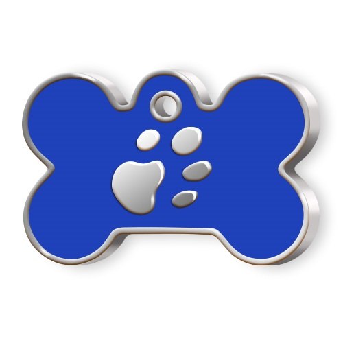 Medaglietta Osso Grande Blu Con Zampa