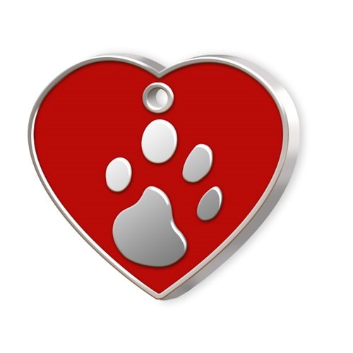 Medaglietta Cuore Grande Rosso Con Zampa