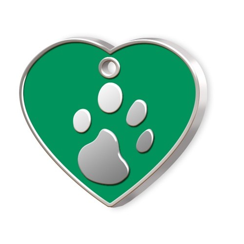 Medaglietta Cuore Grande Verde Con Zampa