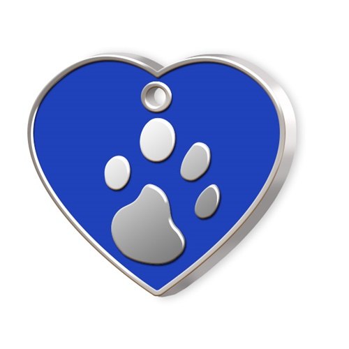 Medaglietta Cuore Grande Blu Con Zampa