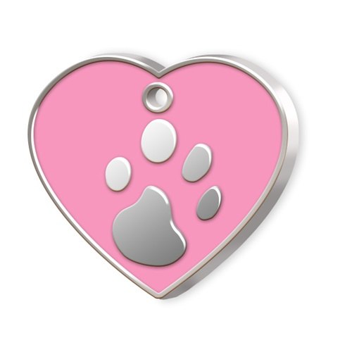 Medaglietta Cuore Grande Rosa Con Zampa