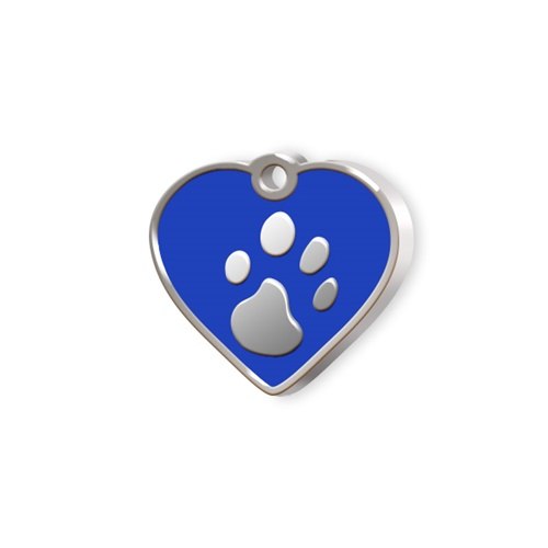 Medaglietta Cuore Mini Blu Con Zampa