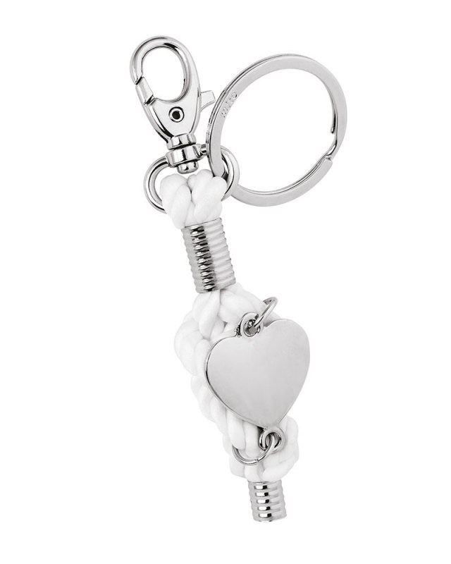 Portachiavi Cuore Con Cordoncino Bianco