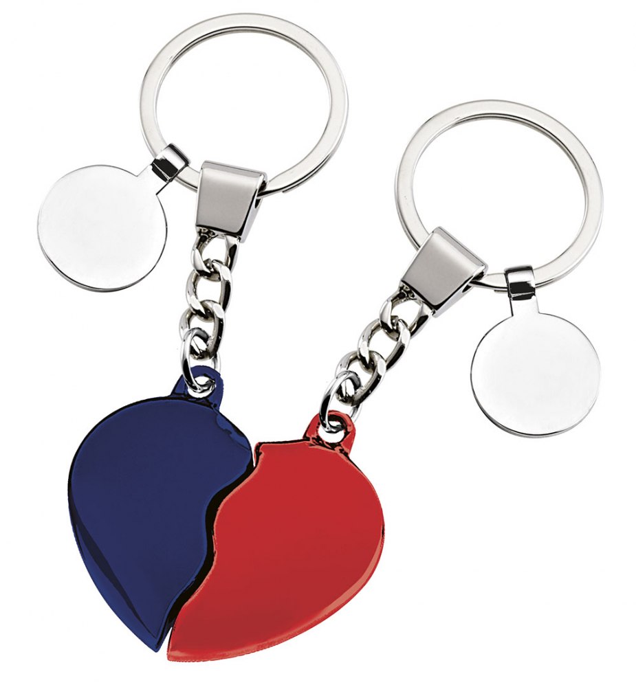 Portachiavi Cuore Spezzato Rosso E Blu